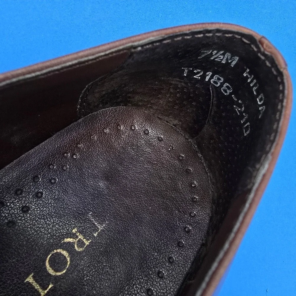 Trotters Hilda Brown Woven Leather Lace Up Loafers Shoes‎ 7.5M EUC fits like 7